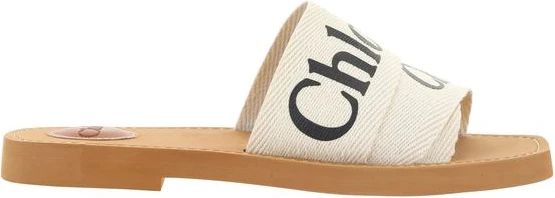 White Rubber Flat Sandals by Chloe