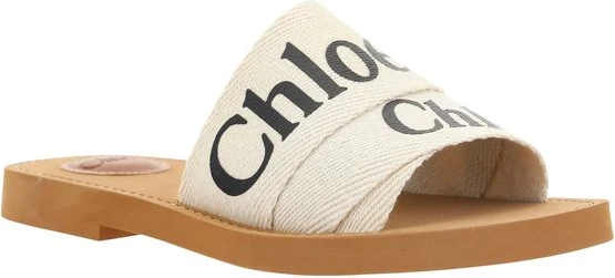 White Rubber Flat Sandals by Chloe