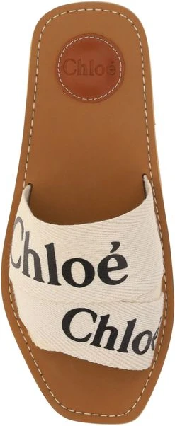 White Rubber Flat Sandals by Chloe