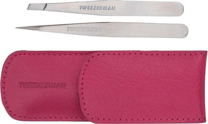Пинцет Tweezerman Petite Tweeze Set с розовым чехлом