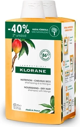 Шампунь Klorane Mango питательный для сухих волос Duo