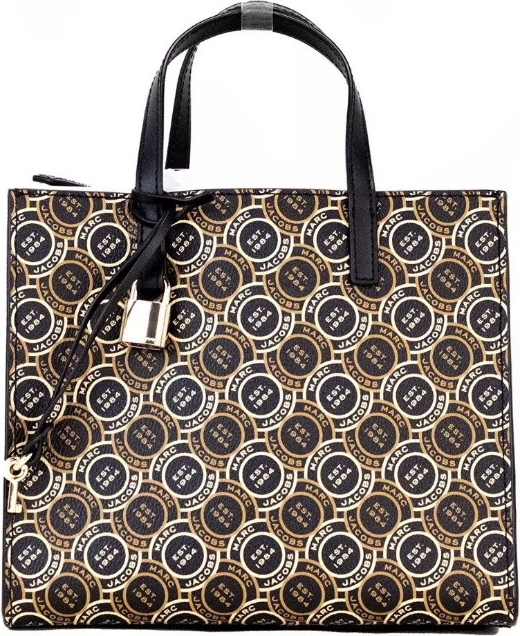 Сумка The Marc Jacobs Mini Grind Signet из кожи с принтом, кросс-боди шопер