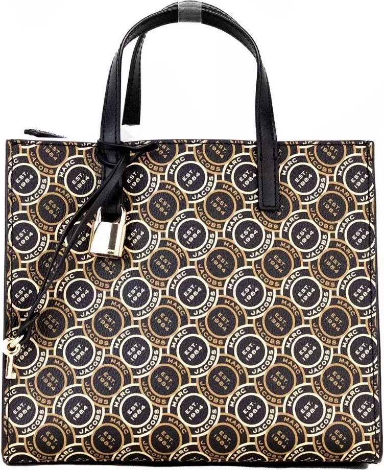 Сумка The Marc Jacobs Mini Grind Signet из кожи с принтом, кросс-боди шопер