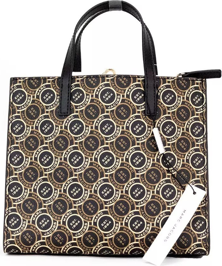 Сумка The Marc Jacobs Mini Grind Signet из кожи с принтом, кросс-боди шопер