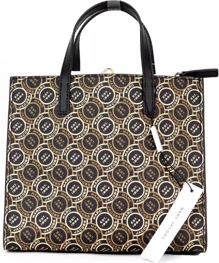 Сумка The Marc Jacobs Mini Grind Signet из кожи с принтом, кросс-боди шопер