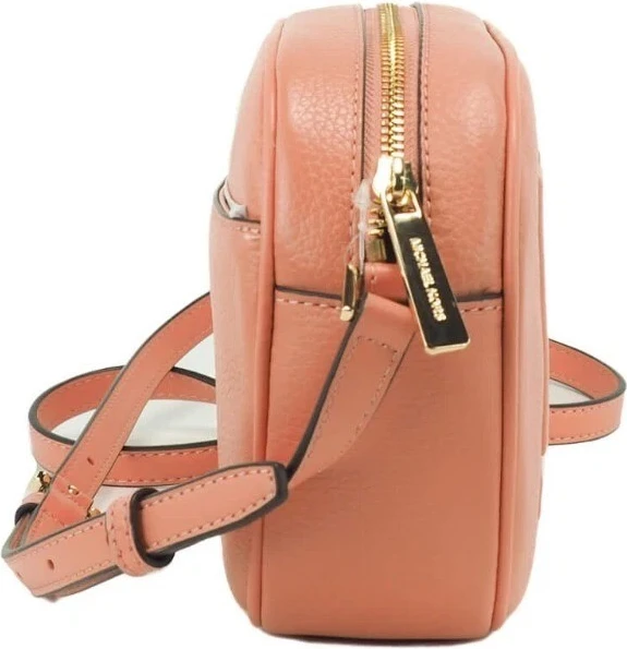 Michael Kors Jet Set Travel Medium Sherbert Leather Oval Camera Crossbody Bag