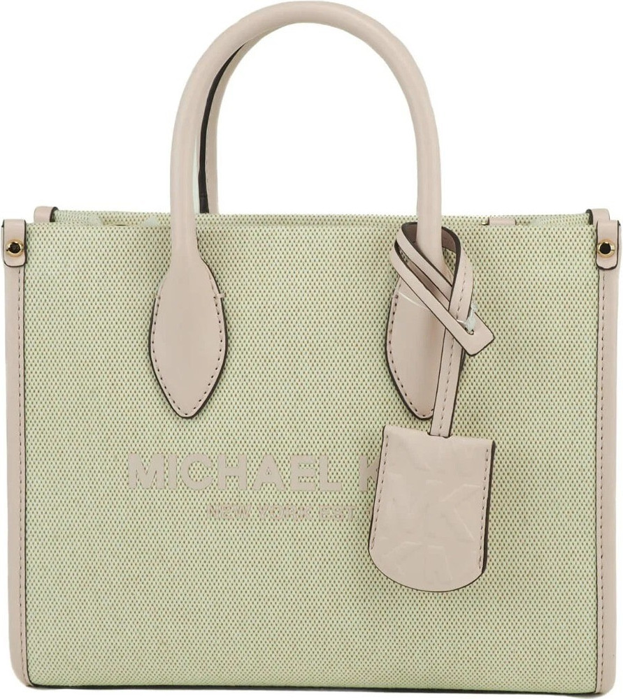 Michael Kors Mirella Small Powder Blush Canvas Shopper Crossbody Handbag