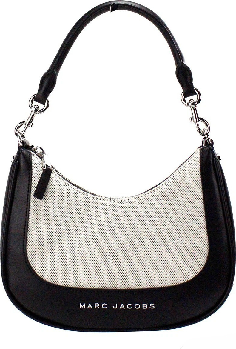 Сумка The Marc Jacobs, натуральный черный холст, кожа, хобо, на плечо
