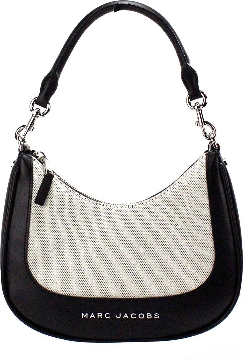 Сумка The Marc Jacobs, натуральный черный холст, кожа, хобо, на плечо