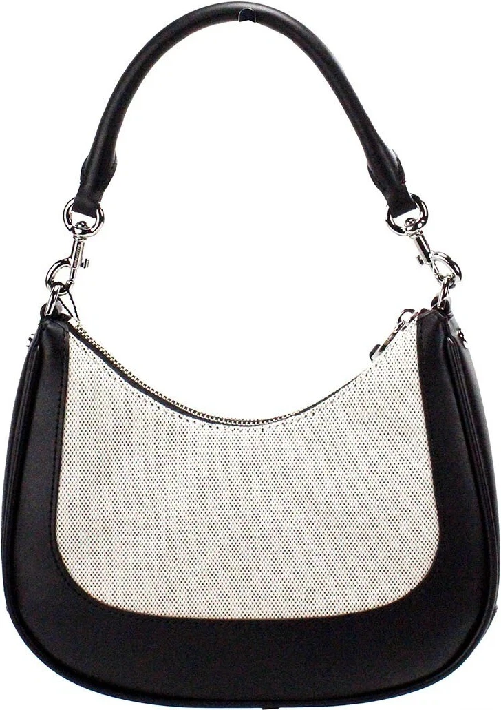 Сумка The Marc Jacobs, натуральный черный холст, кожа, хобо, на плечо