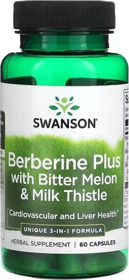 Swanson Berberine Plus с экстрактом горькой дыни и расторопши, 60 капсул
