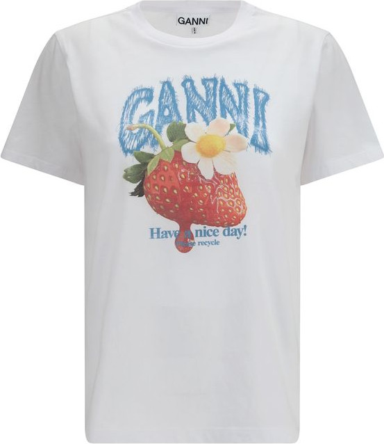 T-Shirt GANNI White Cotton T-Shirt