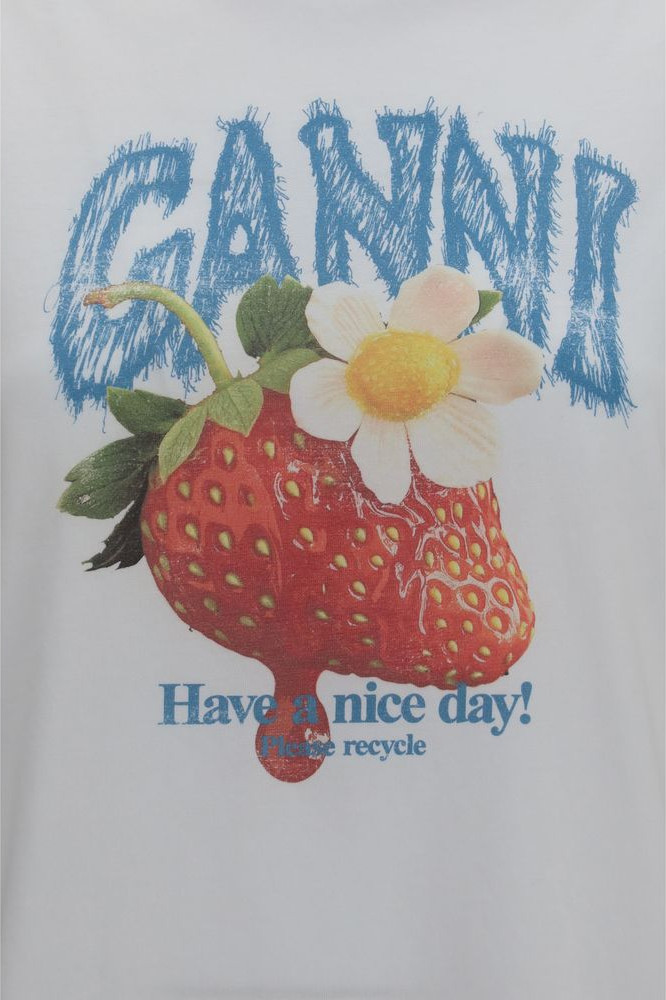 T-Shirt GANNI White Cotton T-Shirt