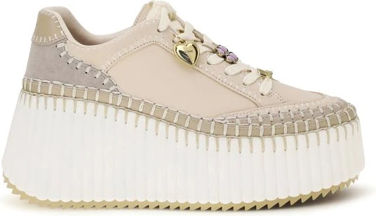 Sneakers Chloe Beige Calf Leather Bos Taurus Platform Sneakers