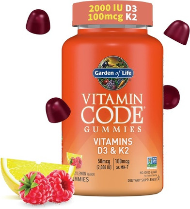Витамин D3 и K2 Малина Лимон Жевательный мармелад Garden Of Life