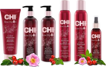 Масло Chi Chi с маслом шиповника для окрашенных волос, питающее, сухое, защищающее от УФ-излучения