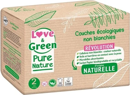 Экологичные подгузники Pure Nature, размер 2 Mini Love & Green