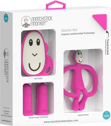 Набор для прорезывания зубов Matchstick Monkey Pink Monkey