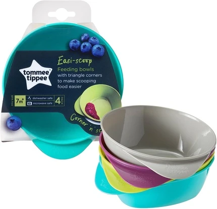 Детские тарелки для кормления Tommee Tippee Easi Scoop с треугольным основанием и эргономичной ручкой