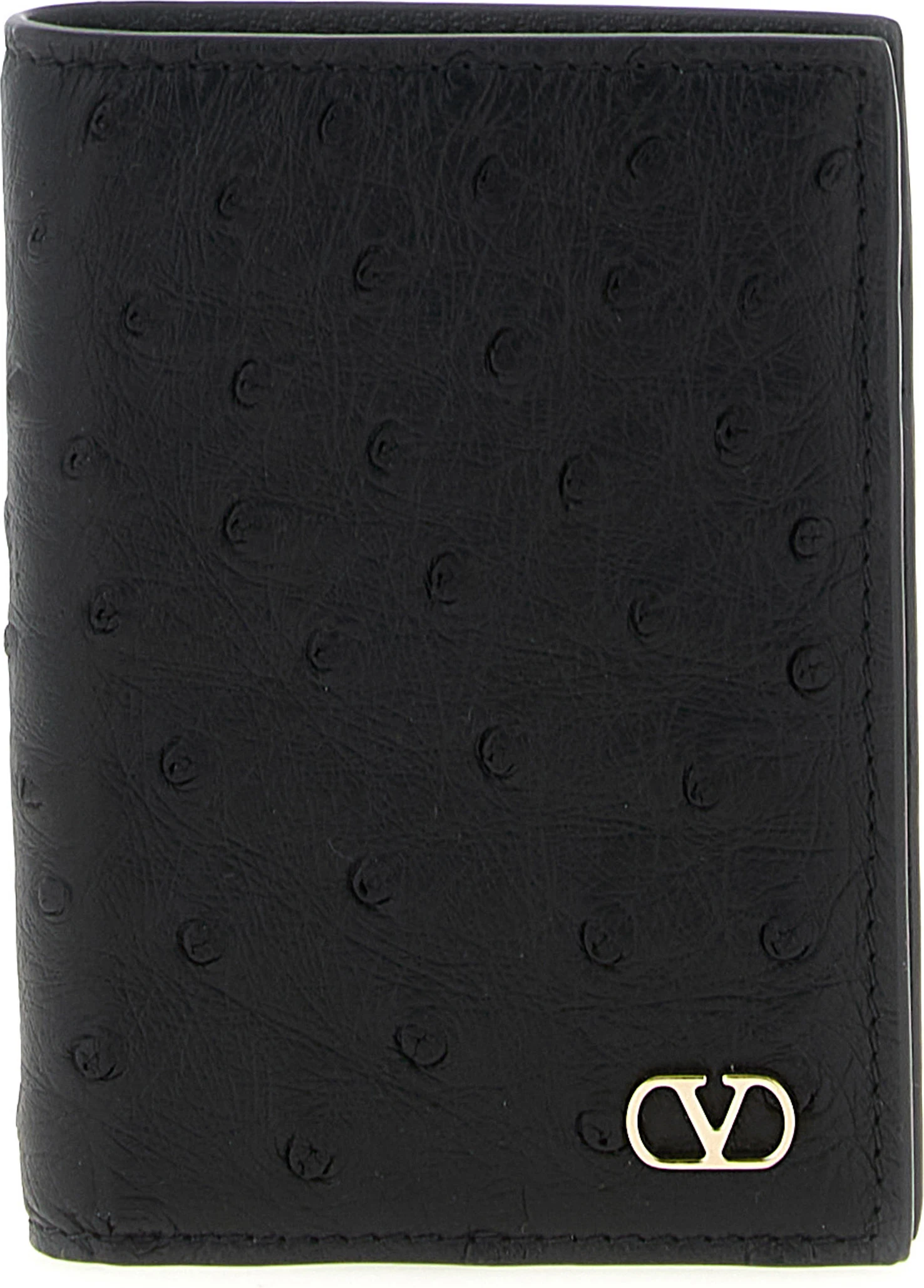 Cardholder Valentino Garavani Black Ostrich Skin