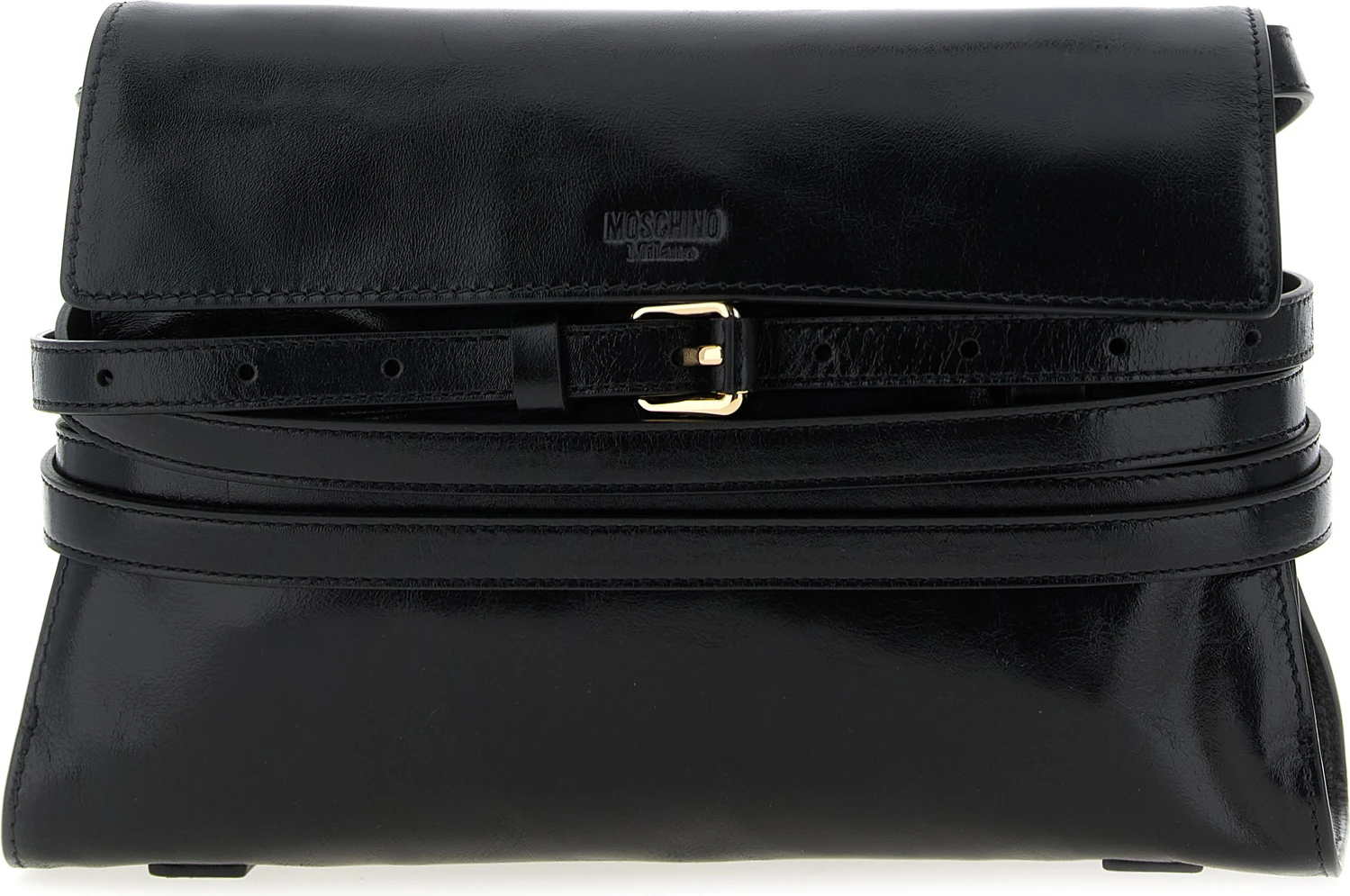 Black Leather Crossbody Bag Moschino