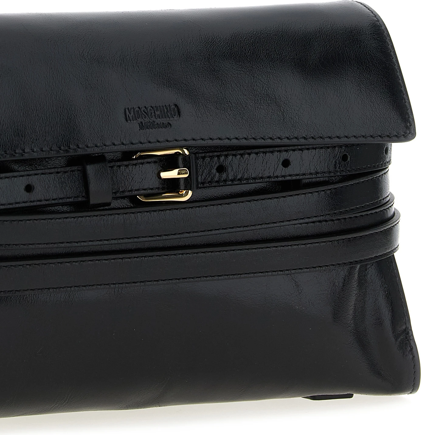 Black Leather Crossbody Bag Moschino