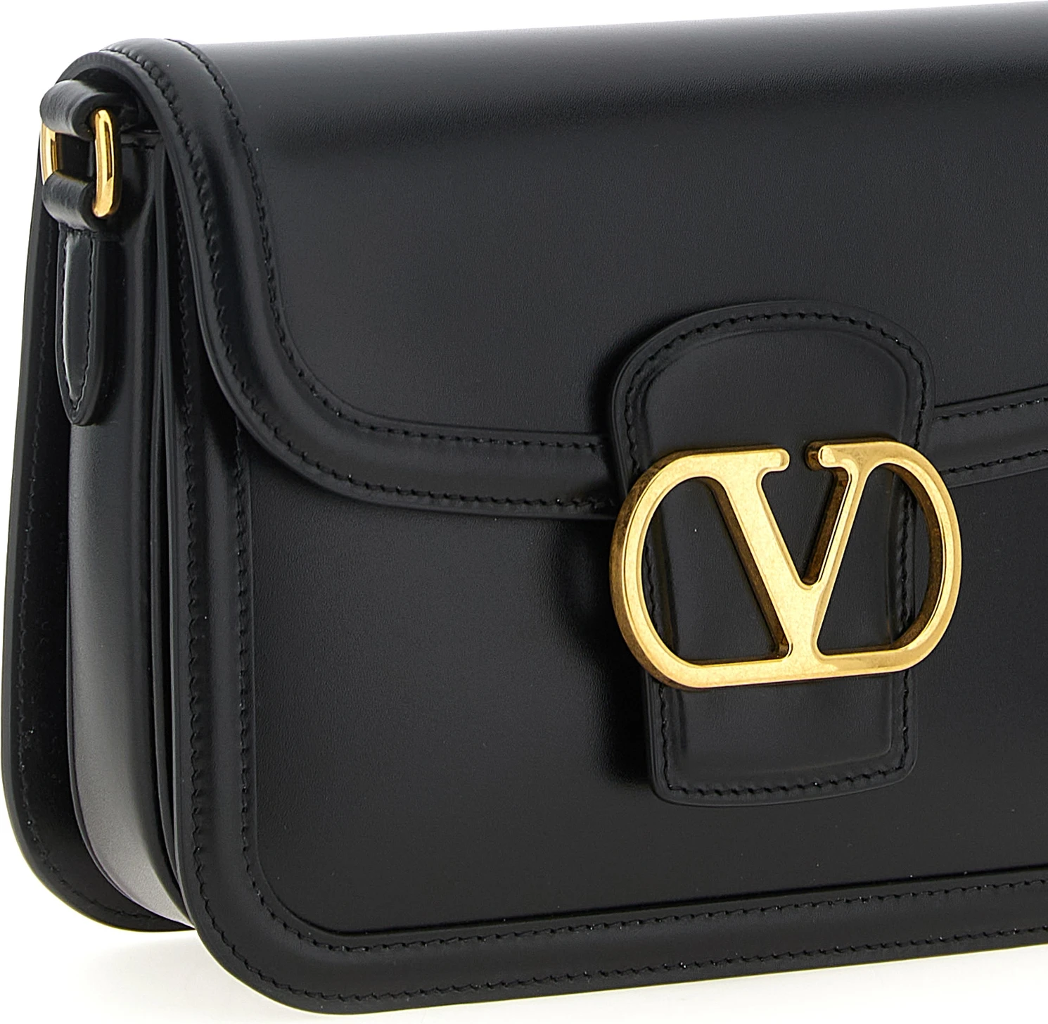 Black Calfskin Leather Crossbody Bag