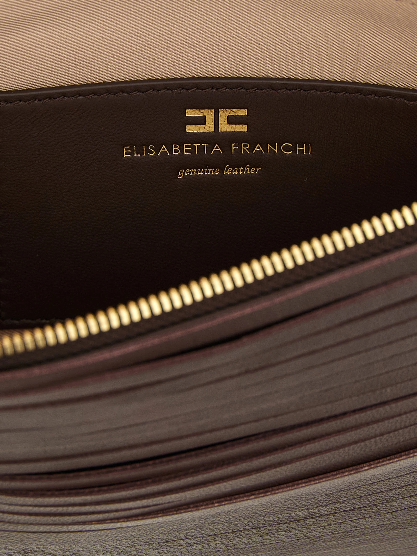 Сумка Elisabetta Franchi, коричневая кожаная клатч-сумка