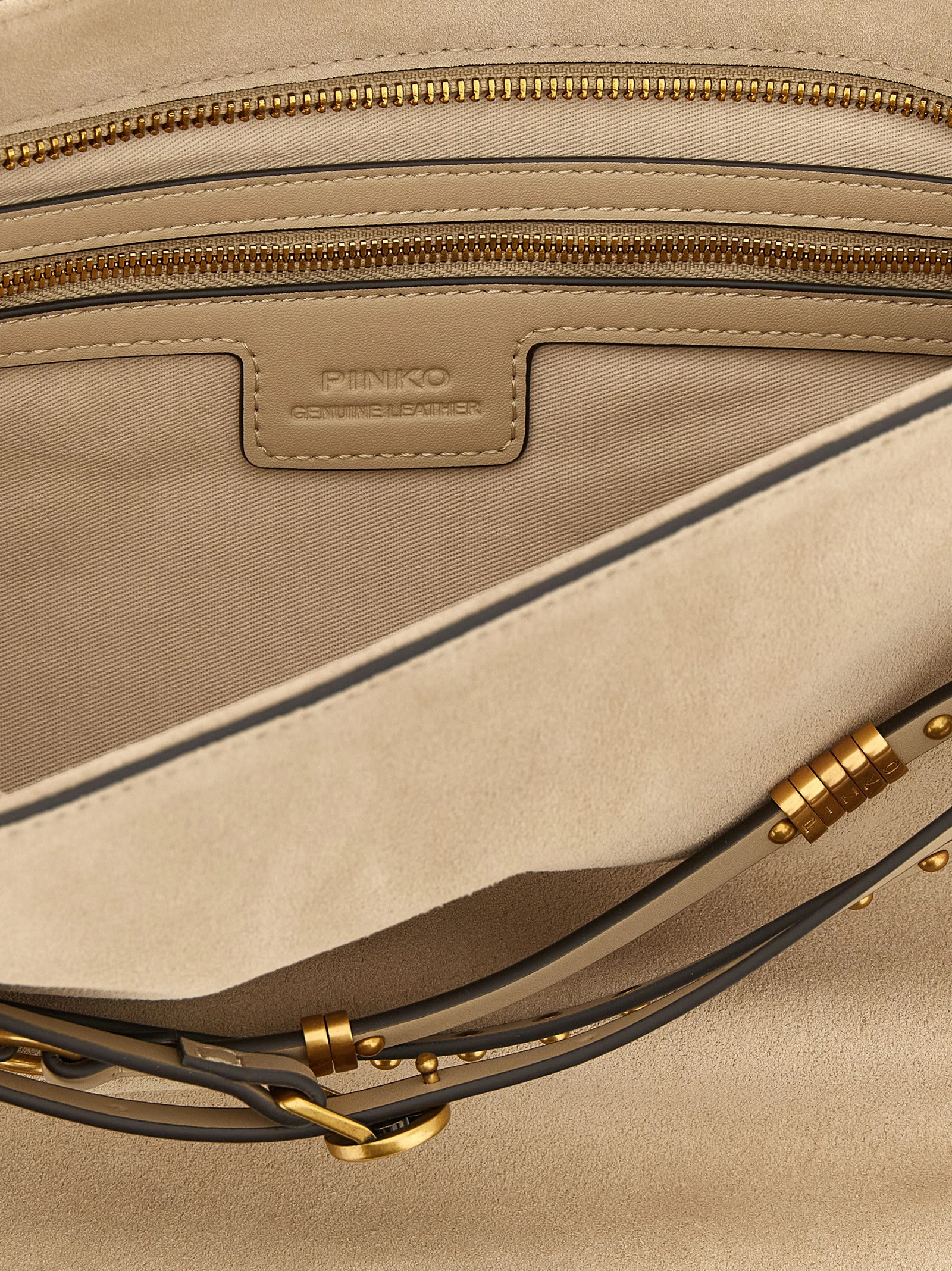 Shoulder Bag Pinko Beige Cowhide