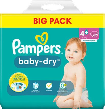 Подгузники Pampers Baby Dry Размер 4+ Maxi Plus Большая упаковка
