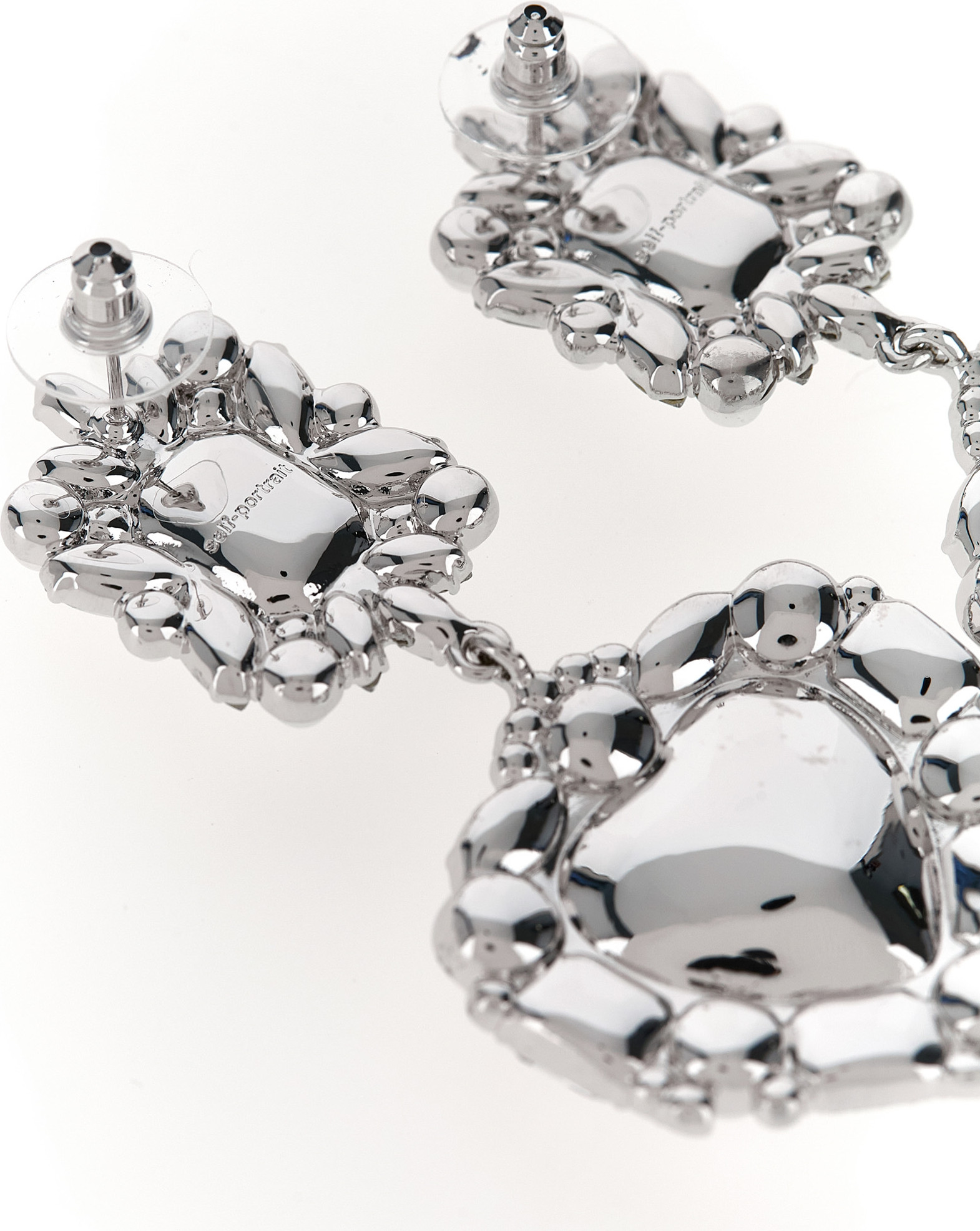 Серьги Self-Portrait Crystal Pearl Tiered Heart
