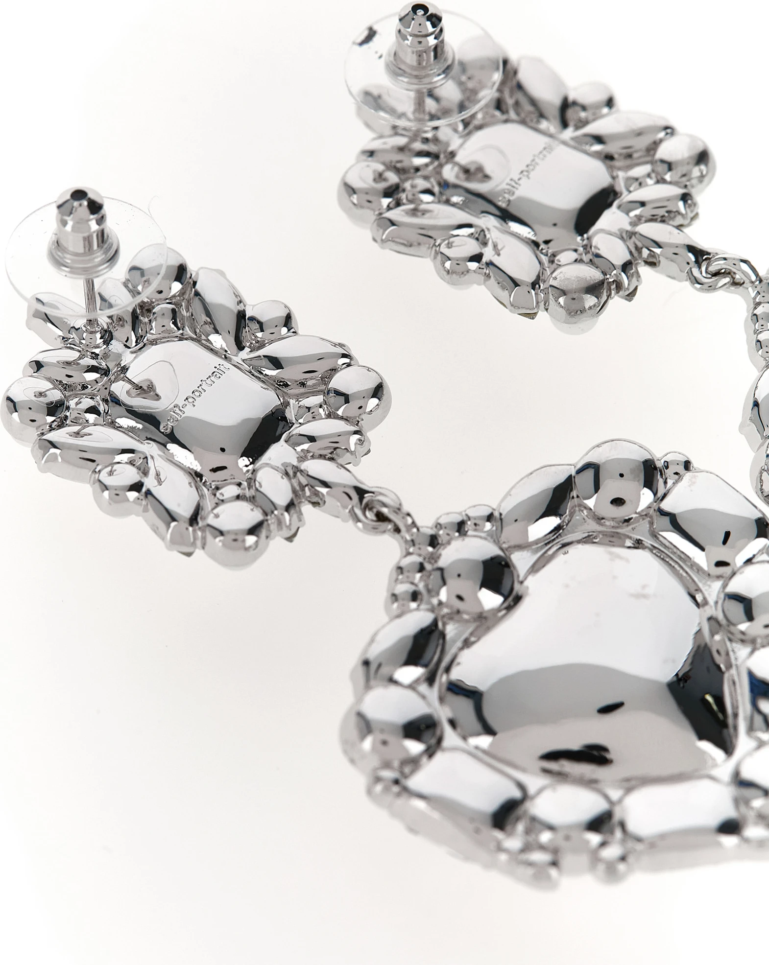 Серьги Self-Portrait Crystal Pearl Tiered Heart