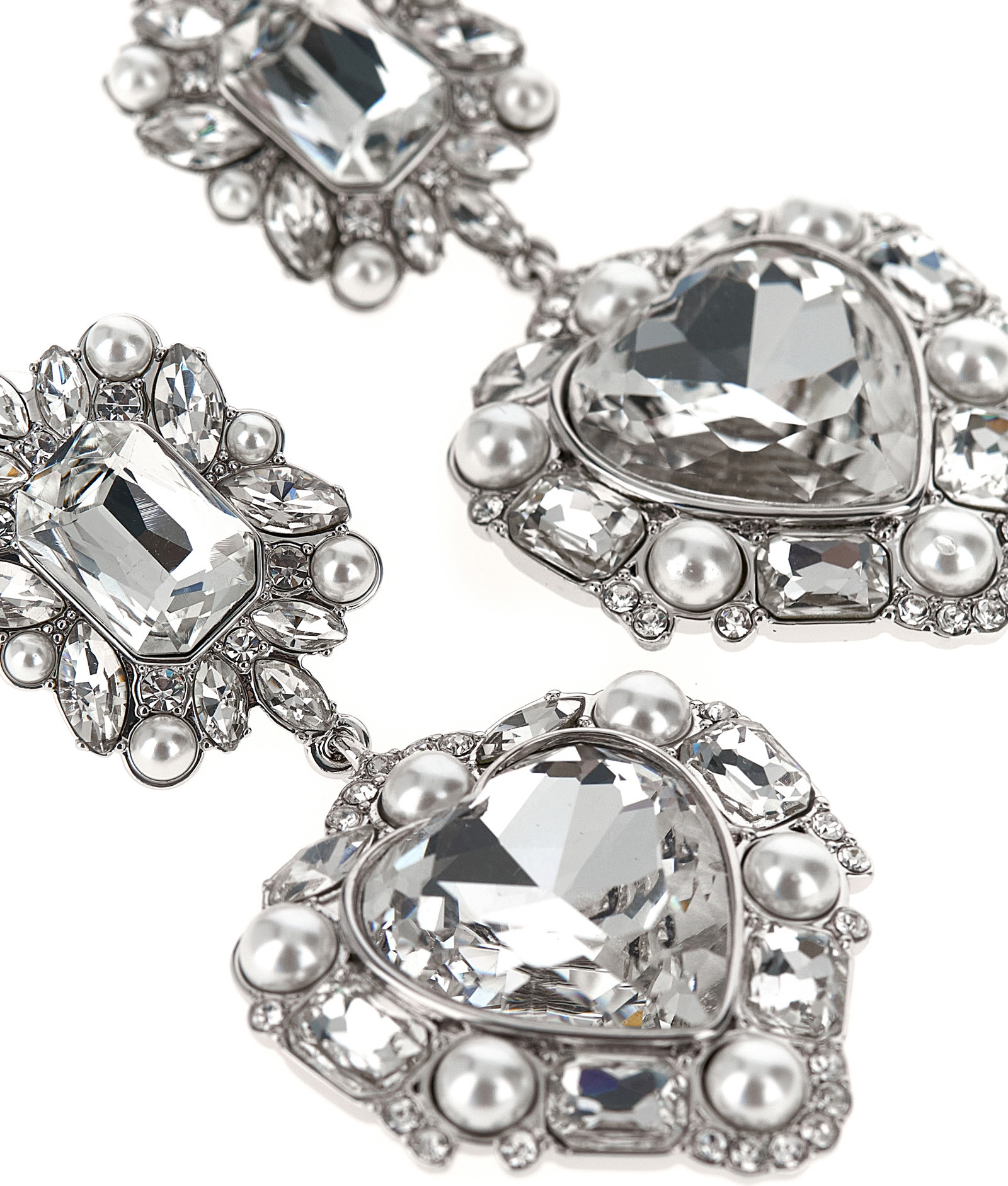 Серьги Self-Portrait Crystal Pearl Tiered Heart