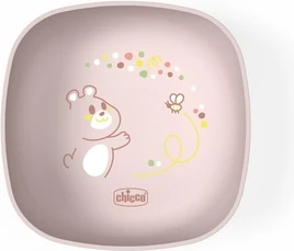 Chicco Тарелка с крышкой розовая