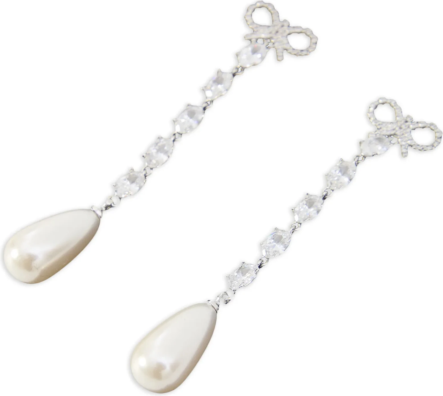 Серьги Self-Portrait Bow Pearl Droplet