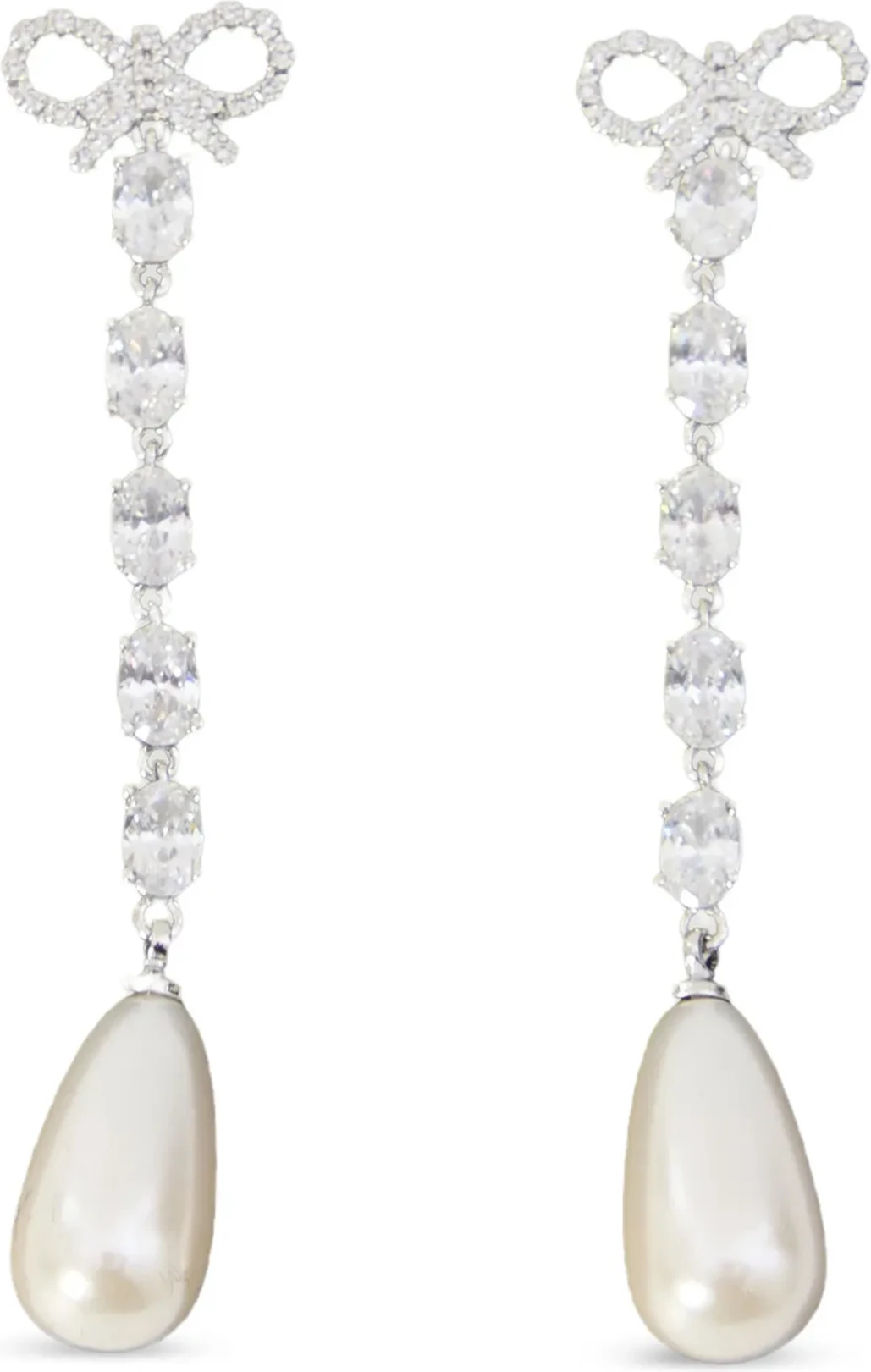 Серьги Self-Portrait Bow Pearl Droplet