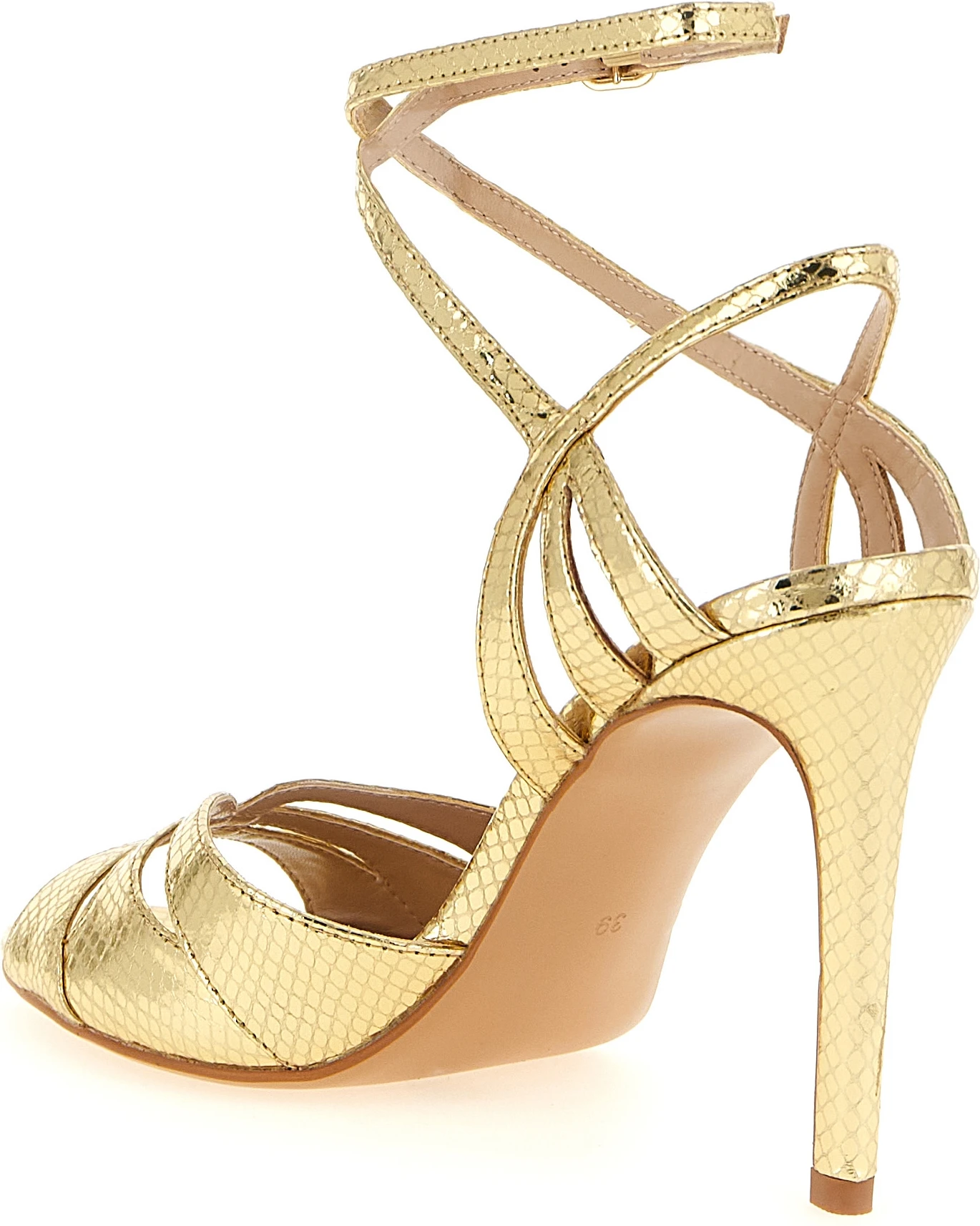Босоножки TWINSET Gold Leather Stiletto Heel Sandals