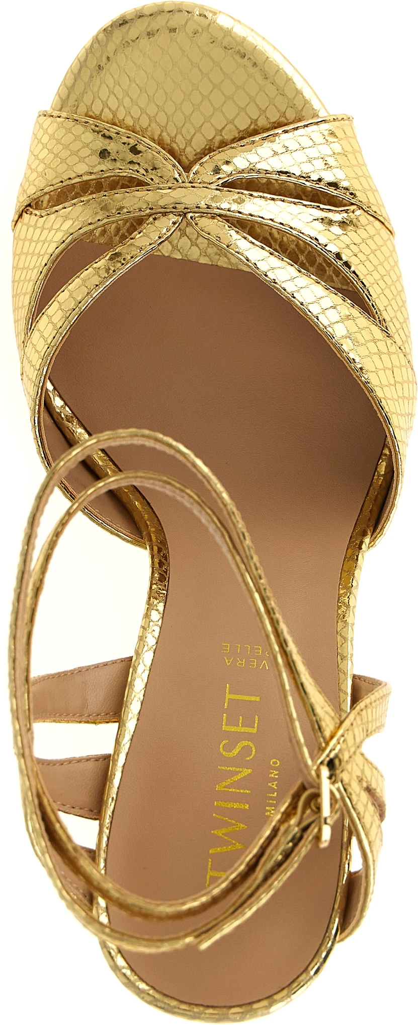 Босоножки TWINSET Gold Leather Stiletto Heel Sandals