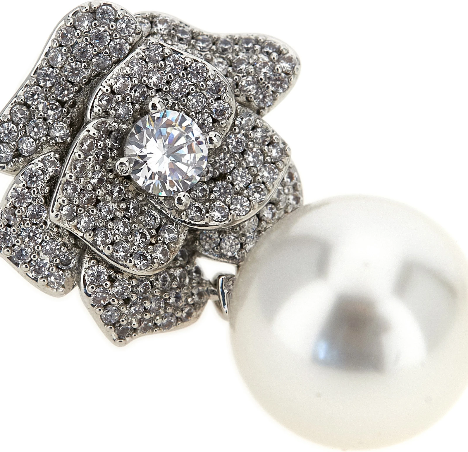 Серьги Self-Portrait Mini Crystal Flower Pearl