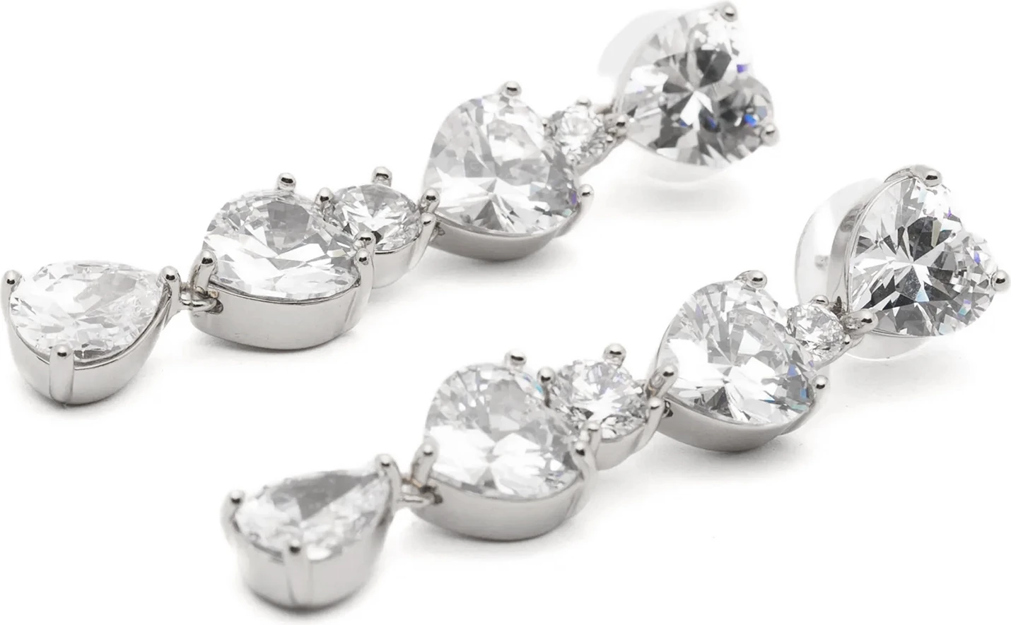 Серьги Self-Portrait Crystal Heart Tiered