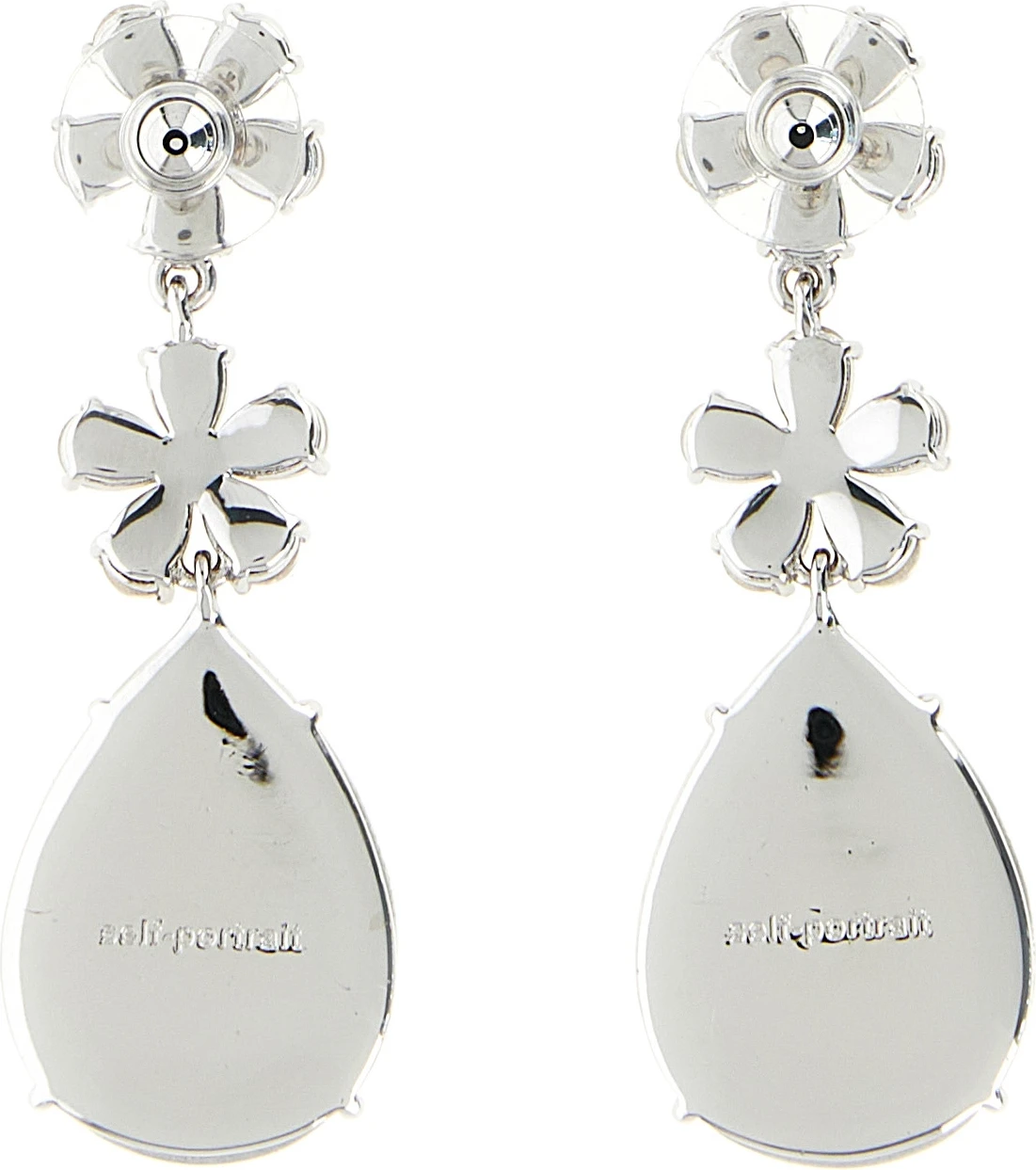 Серьги Self-Portrait Crystal Flower Tiered