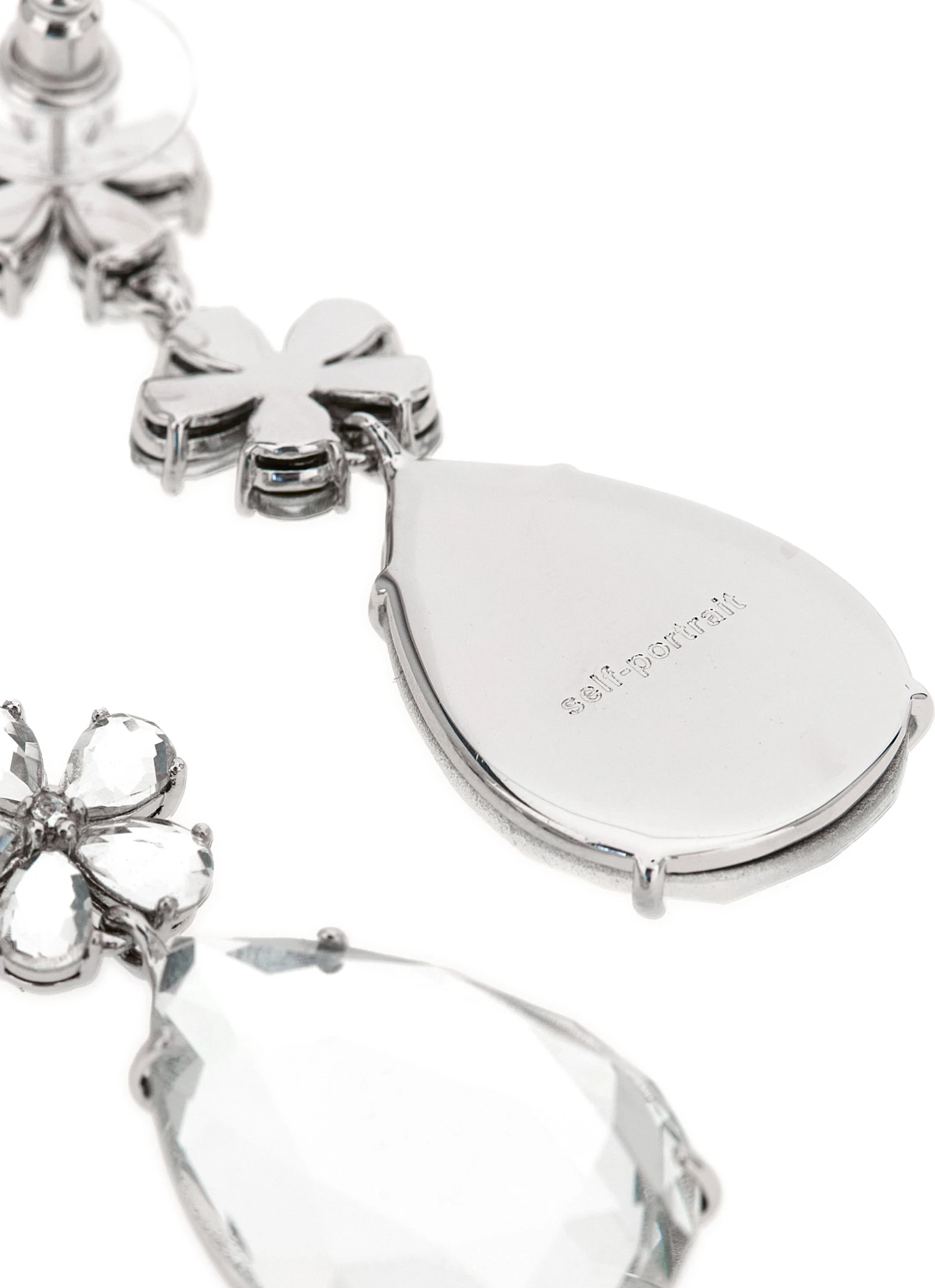 Серьги Self-Portrait Crystal Flower Tiered
