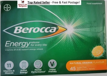 Энергетические таблетки Berocca с витаминами C, B1, B2, B3, B5, B12 и магнием, 45 шт.