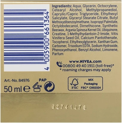 Крем для лица Nivea Q10 Power 60+ против старения, восстанавливающий, для дневного использования